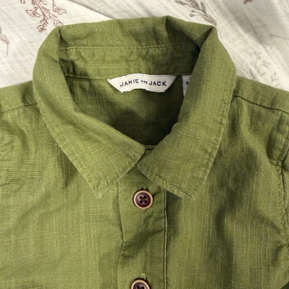 Janie and Jack Olive Green Kids Romper - Picture 4 of 8
